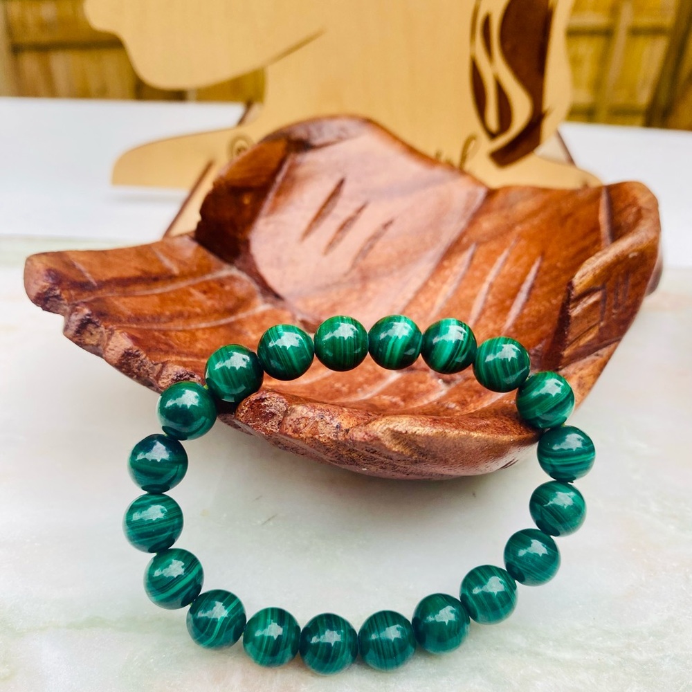 Green Malachite Stone of Unconditional Love Mineral Bracelet 10mm